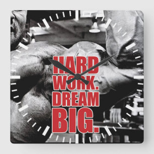 Motivational Fitness Gym Square Wall Clock