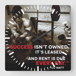 Motivational Fitness Gym Square Wall Clock