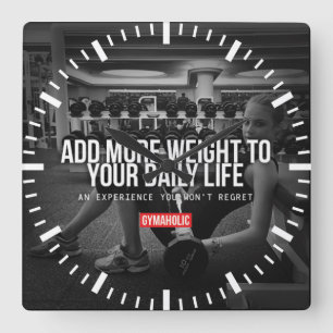 Motivational Fitness Gym Square Wall Clock