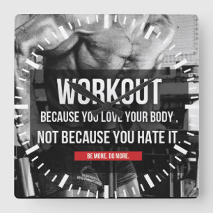 Motivational Fitness Gym Square Wall Clock
