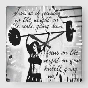 Motivational Fitness Gym Square Wall Clock