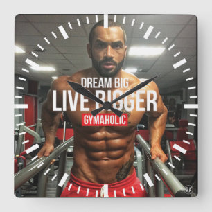 Motivational Fitness Gym Square Wall Clock
