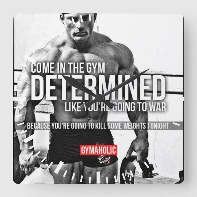 Motivational Fitness Gym Square Wall Clock (Front)