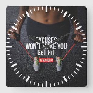 Motivational Fitness Gym Square Wall Clock