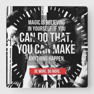 Motivational Fitness Gym Square Wall Clock