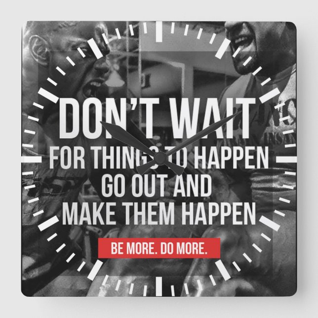 Motivational Fitness Gym Square Wall Clock (Front)