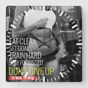 Motivational Fitness Gym Square Wall Clock