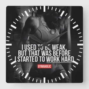 Motivational Fitness Gym Square Wall Clock