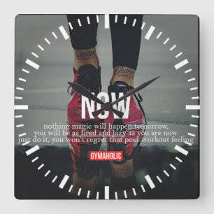 Motivational Fitness Gym Square Wall Clock