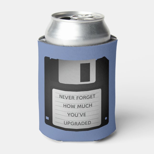 Motivational Floppy Disc Upgrade Quote Can Cooler (Can Front)