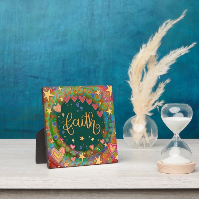 Motivational Floral Hearts Faith Inspirivity Plaque (Insitu)