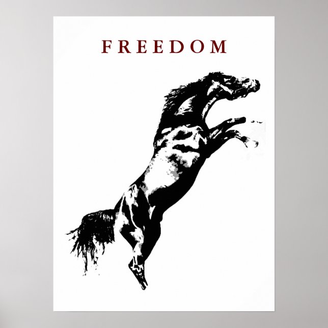 Motivational Freedom Rearing Horse Pop Art Poster (Front)