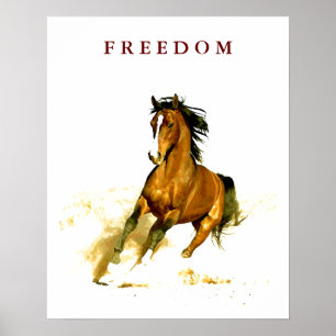 Motivational Freedom Running Horse Poster