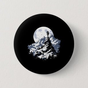 Motivational Full Moon Mountain Climbing Design - 6 Cm Round Badge