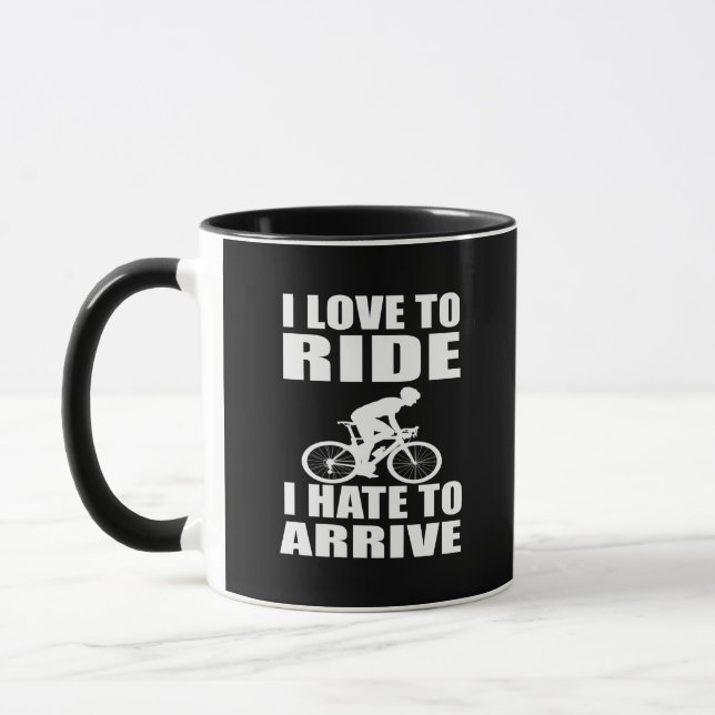 Motivational funny cycling quotes mug (Left)