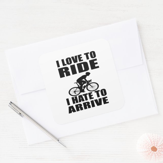 Motivational funny cycling quotes square sticker (Envelope)