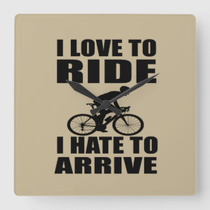 Motivational funny cycling quotes square wall clock