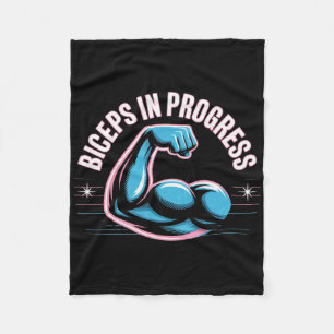 Motivational Funny Gym Humour Biceps Gains Biceps Fleece Blanket