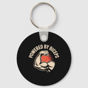 Motivational Funny Gym Humour Biceps Gains Powered Key Ring