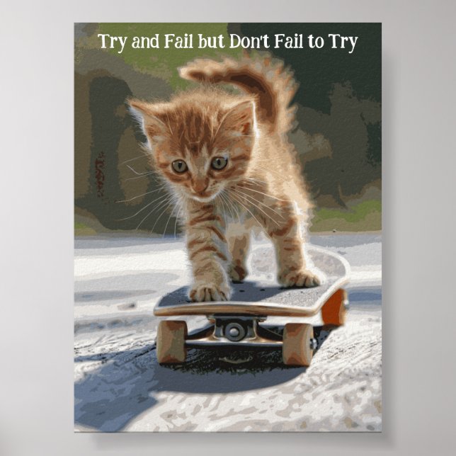 Motivational Funny Inspirational Cat Poster (Front)