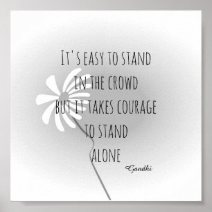 motivational Gandhi quote gray and white Poster