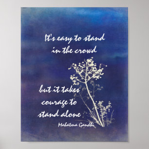 motivational Gandhi quote on blue and white Poster