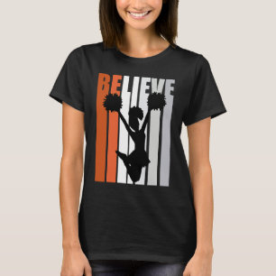Motivational Girls Cheerleading Womens Believe Ora T-Shirt