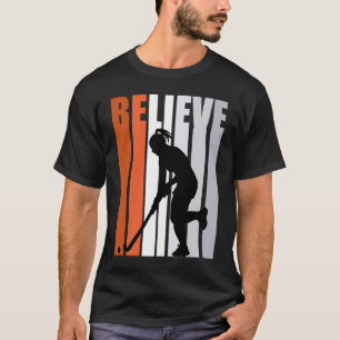 Motivational Girls Hockey Womens Believe Orange Co T-Shirt