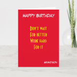 motivational grandson birthday card<br><div class="desc">motivational birthday cards with dedication to grandson</div>