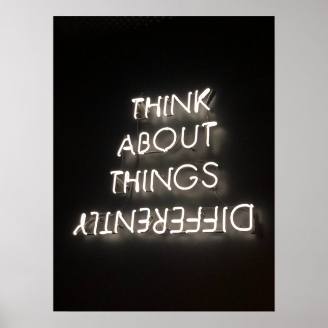 Motivational Graphics Thinking Differently White Poster (Front)