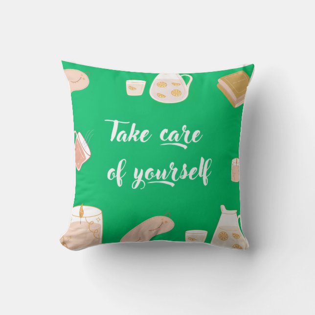 Motivational Green Throw Pillow Cover  (Front)