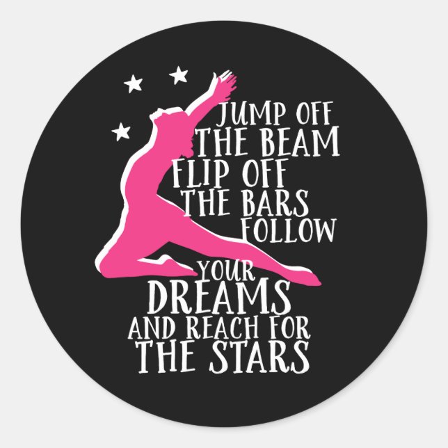 Motivational Gymnastics Quote Gymnast Athlete Classic Round Sticker (Front)