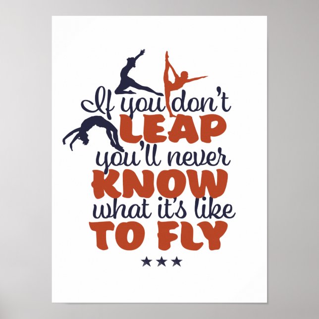 Motivational Gymnastics Sports Quote Girl Gymnast Poster (Front)