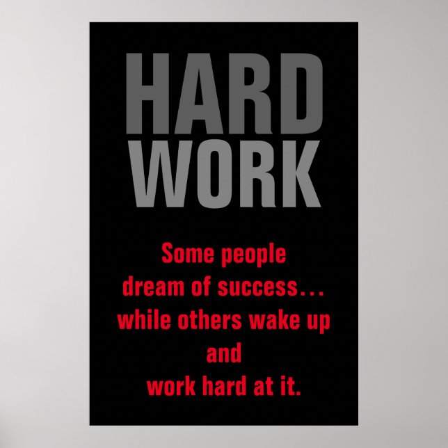 Motivational Hard Work Pays Success Determination Poster (Front)