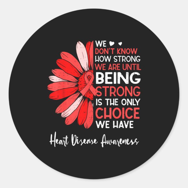 Motivational Heart Health Sunflower Heart Disease  Classic Round Sticker (Front)