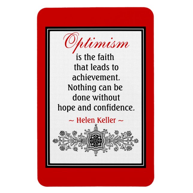 Motivational Helen Keller Quote Magnet :Optimism (Vertical)