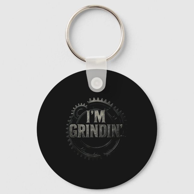 Motivational Hip Hop Graphic Design Im Grindin  Key Ring (Front)