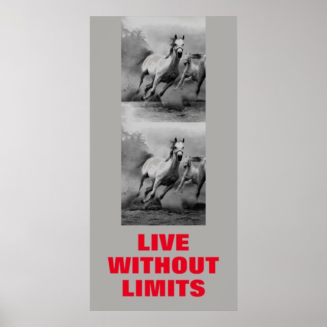 Motivational Horses Live Without Limits Pop Art Poster (Front)