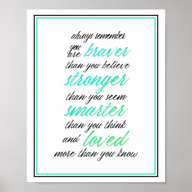 Motivational Inspirational Brave Strong Quote Poster (Front)