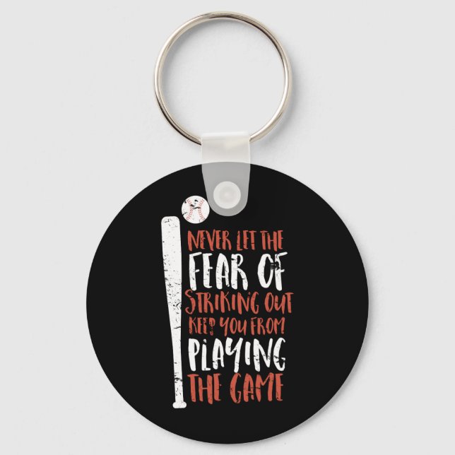 Motivational Inspirational Sports Quote Baseball Key Ring (Front)