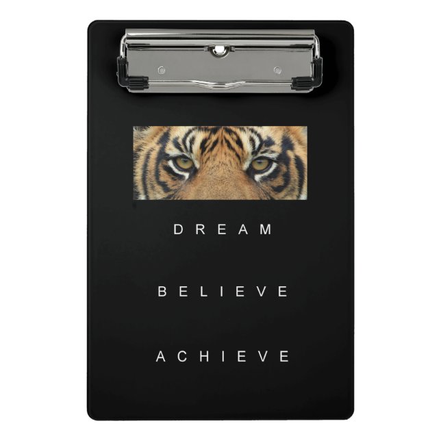 Motivational Inspirational Success Quote Tiger Eye Mini Clipboard (Front)