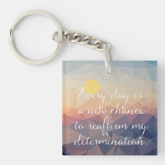 Motivational Key Ring, geometric landscape text Key Ring