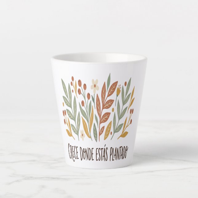 Motivational Latte Mug Boho Flowers (Front)