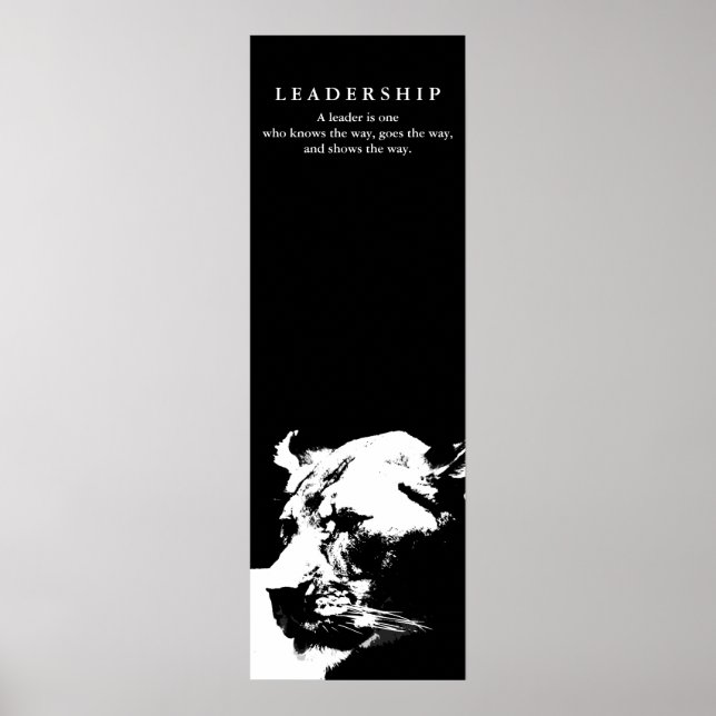 Motivational Leadership Female Lion Black White Poster (Front)