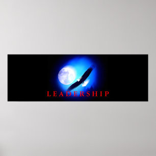 Motivational Leadership Flying Eagle Blue Poster