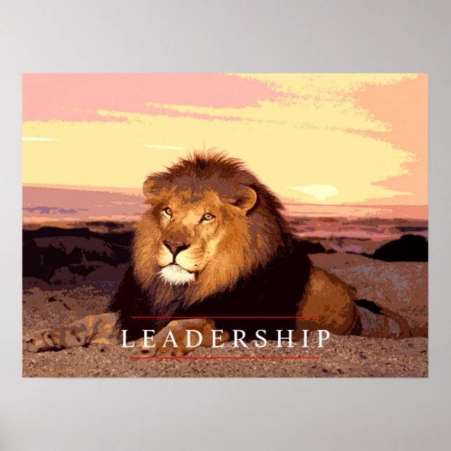 Motivational Leadership Lion Art Poster Print (Front)