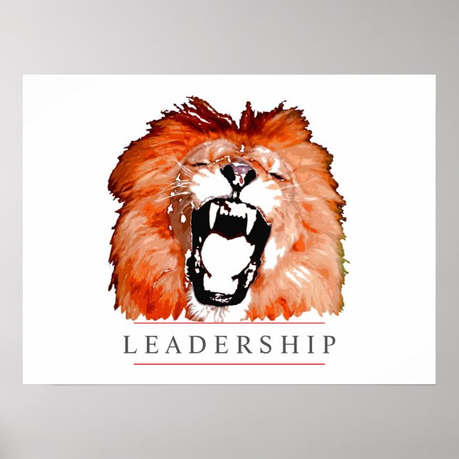 Motivational Leadership Lion Pop Art Poster Print (Front)