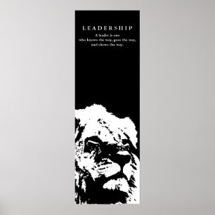 Motivational Leadership Quote Lion Black White Poster