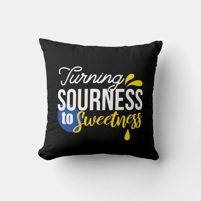 Motivational Lemon Quote From Sour to Sweet Cushion (Front)