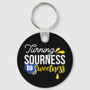 Motivational Lemon Quote From Sour to Sweet Key Ring